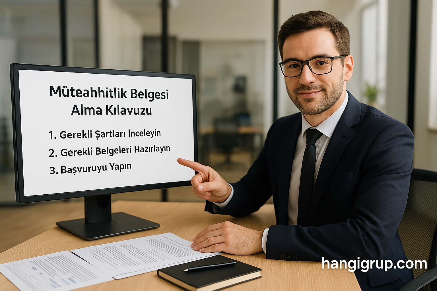 Ofiste müteahhitlik belgesi başvuru sürecini anlatan danışman – hangigrup.com